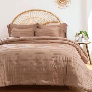 Queen Size Comforter Set with Sheets - 7 Pieces Bed in a Queen (90"x90") Clay
